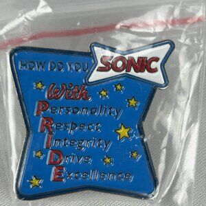 Sonic Drive In Pin With Pride Personality Respect Integrity Pinback 2022 Rare